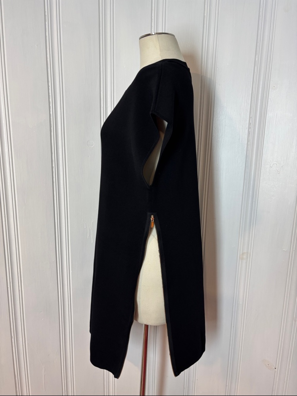 NWT Icône Simons Black Tunic Dress with Gold Side Zipper | Size XL